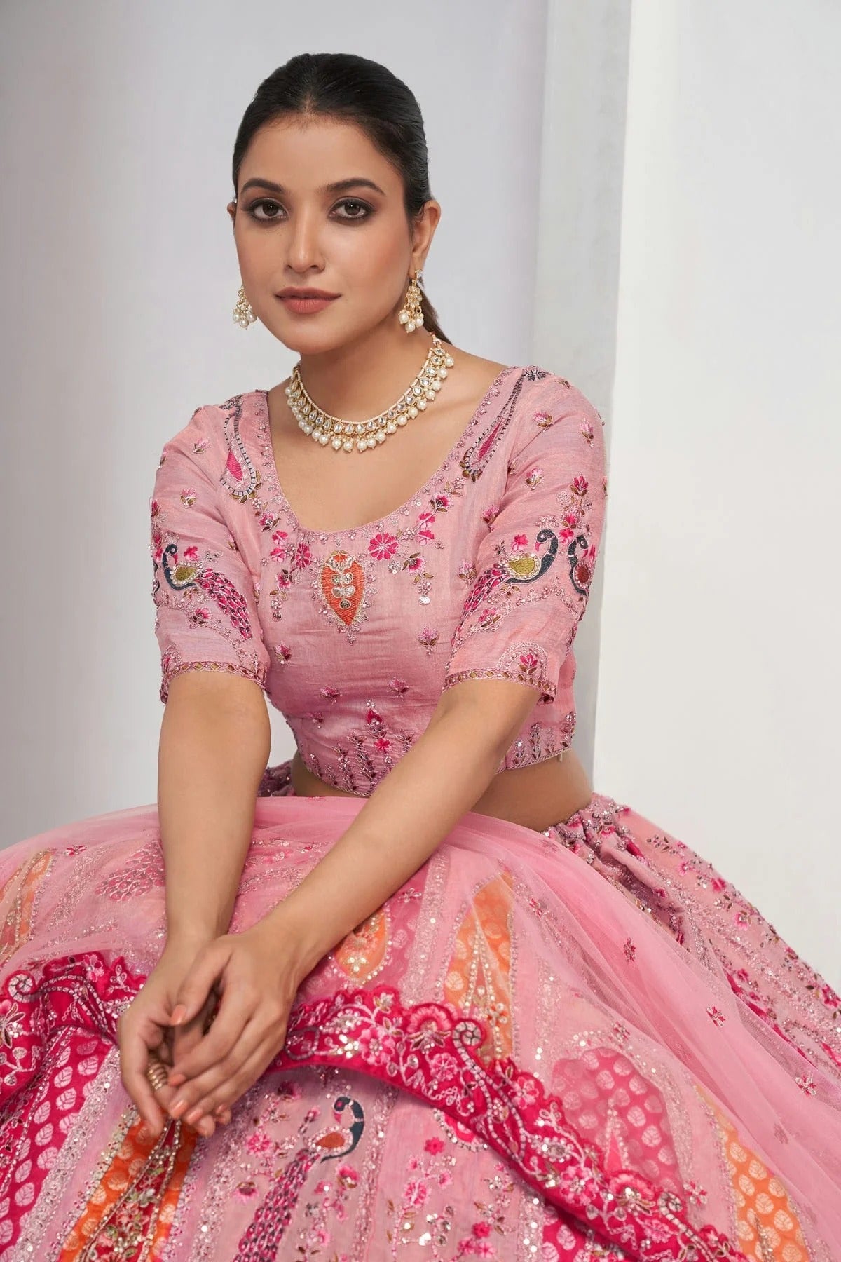 Pink Colour Organza Silk Lehenga Choli LC1030062 A
