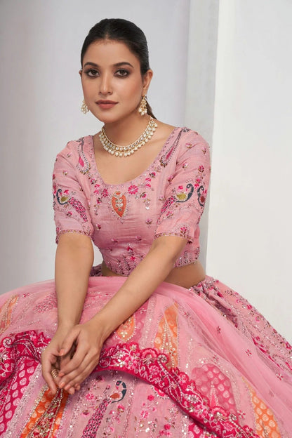 Pink Colour Organza Silk Lehenga Choli LC1030062 A