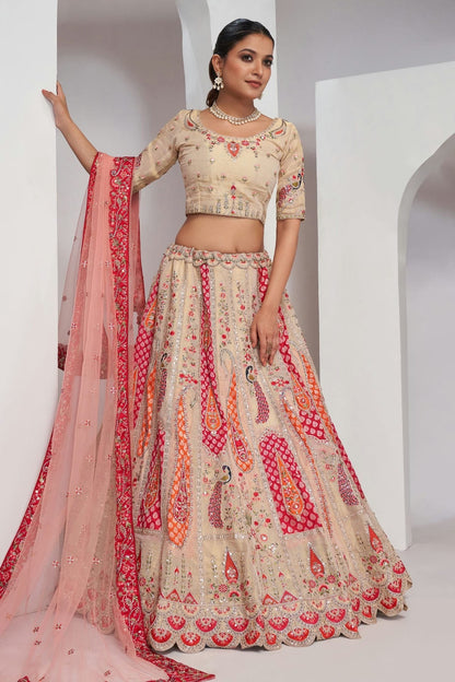 Pink Colour Organza Silk Lehenga Choli LC1030063