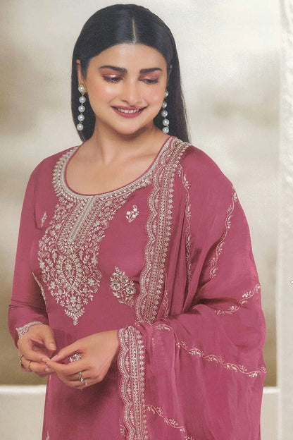 Pink Colour Organza Straight Suit SM1110709 A
