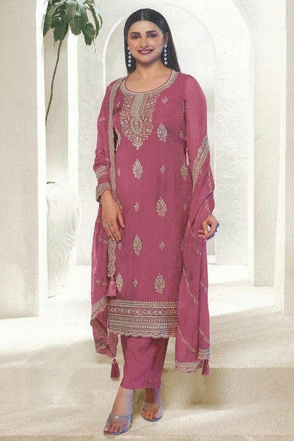 Pink Colour Organza Straight Suit SM1110709