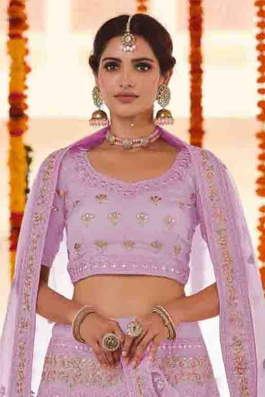 Pink Colour Organza Thread Work Lehenga Choli LC1080159 A