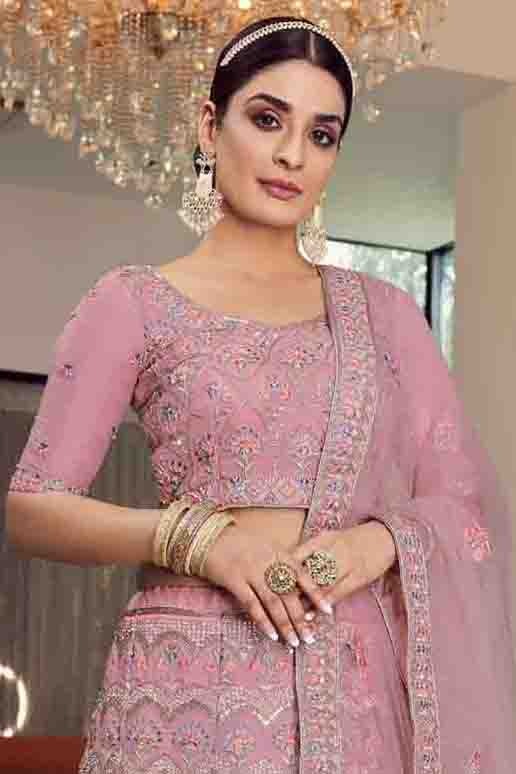 Pink Colour Organza Thread Work Lehenga Choli LC1080176 A