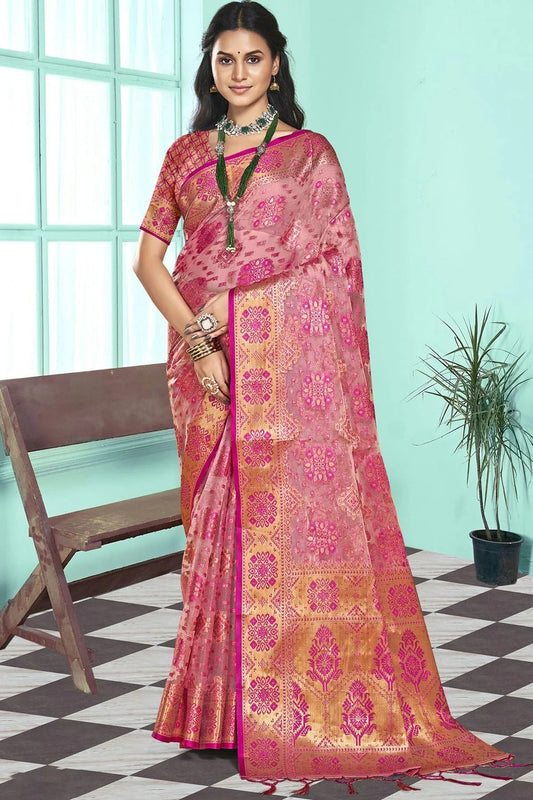Pink Colour Organza Traditional Saree SD1102596