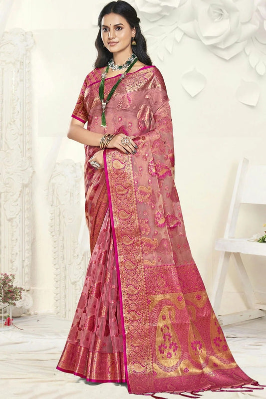 Pink Colour Organza Traditional Saree SD1102604