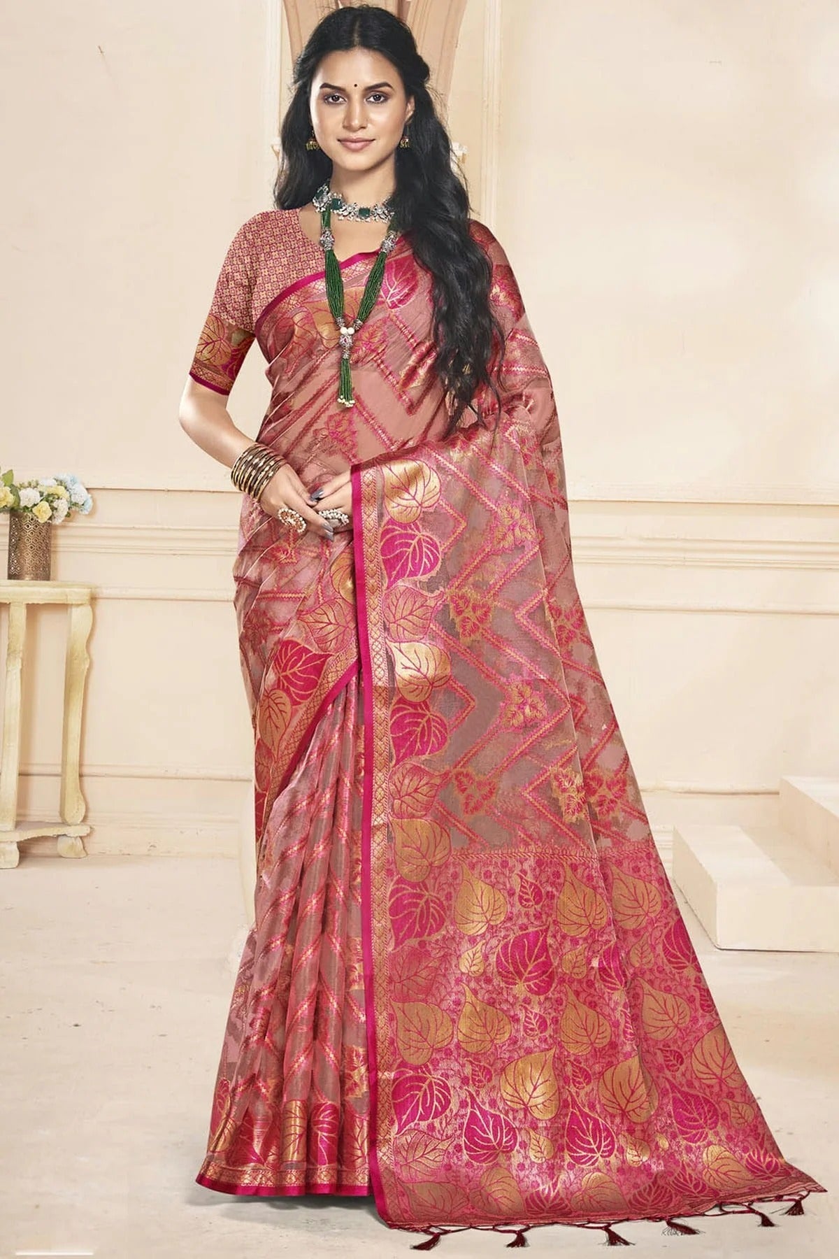 Pink Colour Organza Traditional Saree SD1102608