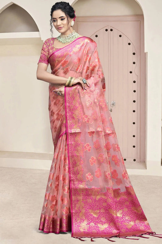 Pink Colour Organza Traditional Saree SD1102619