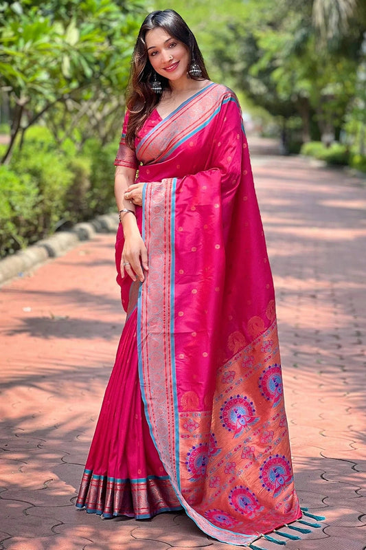 Pink Colour Paithani Silk Woven Work Saree SD1290018