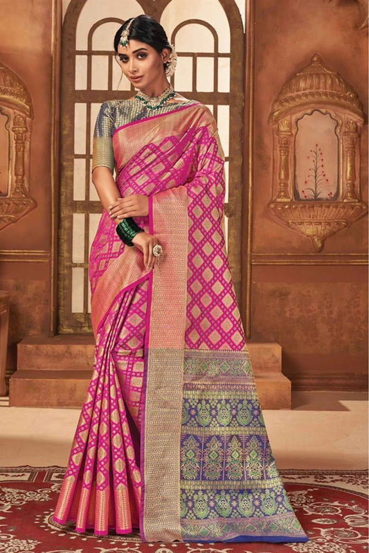 Pink Colour Patola Silk Woven Saree SD1100456