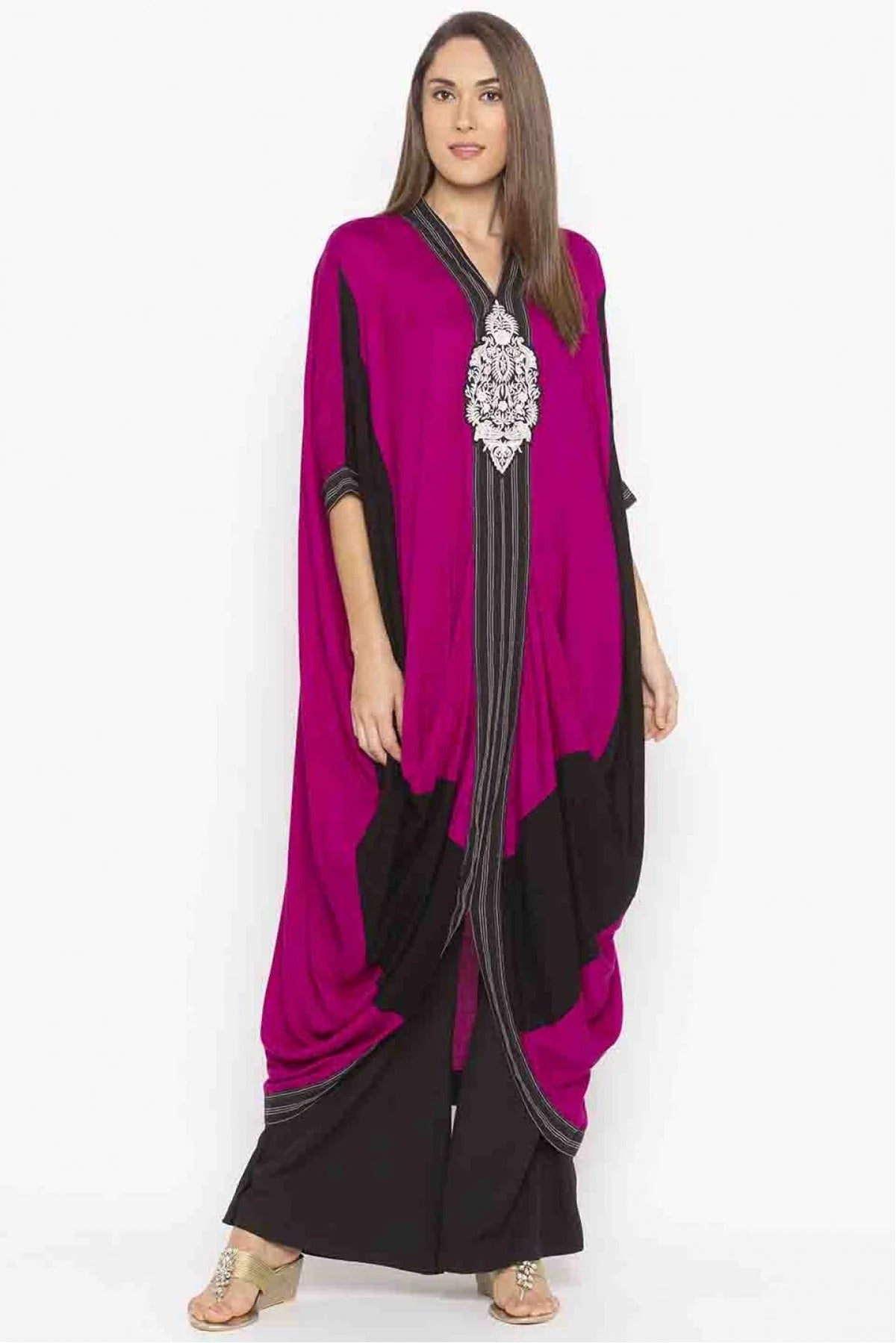 Pink Colour Plus Size Cotton Embroidery Kurti KR1070379