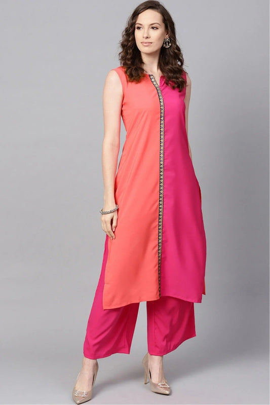 Pink Colour Plus Size Crepe Kurta Set KR1060004 A