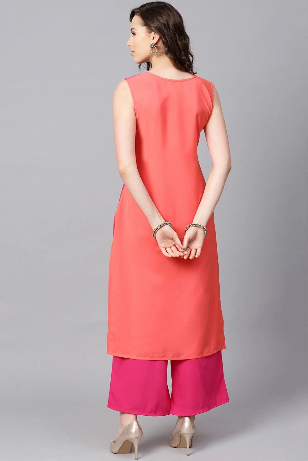 Pink Colour Plus Size Crepe Kurta Set KR1060004 C