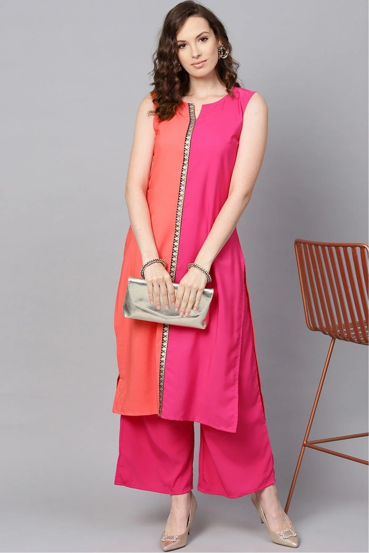 Pink Colour Plus Size Crepe Kurti KR1060189 A