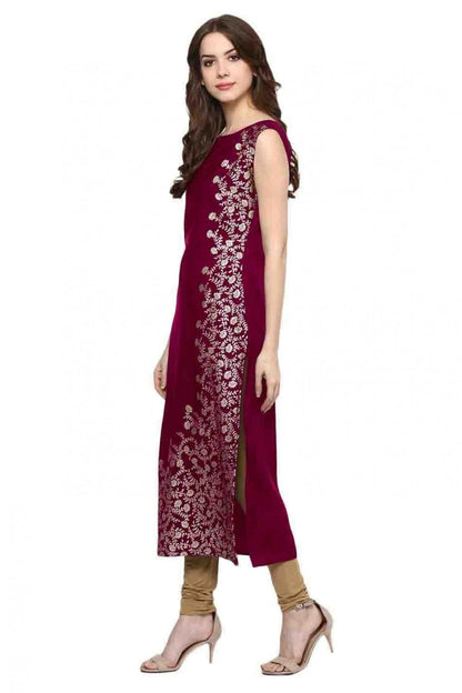 Pink Colour Plus Size Crepe Straight Kurti KR1060196 A