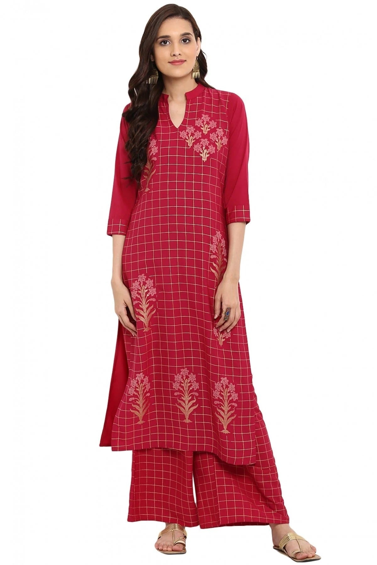 Pink Colour Plus Size Crepe Straight Kurti KR1060206 A