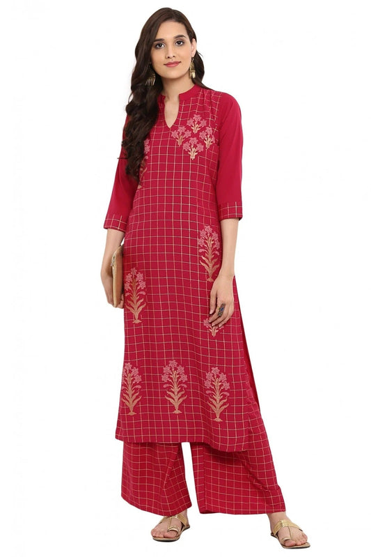 Pink Colour Plus Size Crepe Straight Kurti KR1060206