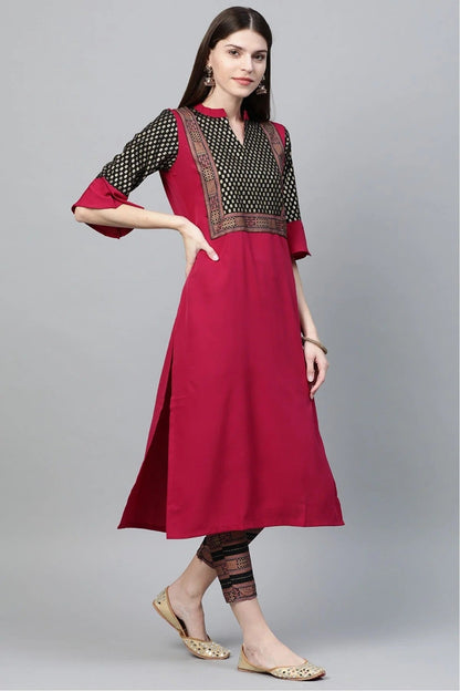 Pink Colour Plus Size Crepe Straight Kurti KR1060216 A