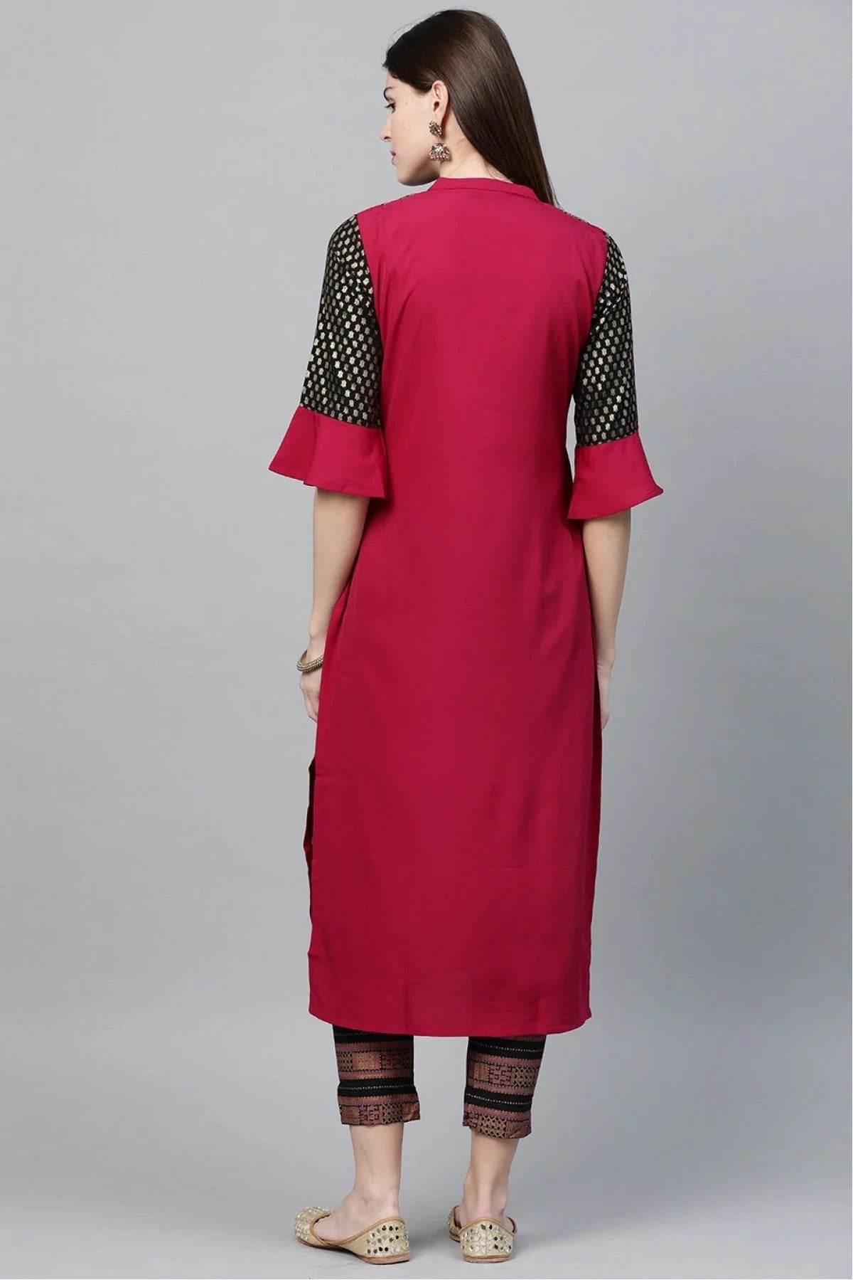 Pink Colour Plus Size Crepe Straight Kurti KR1060216 B