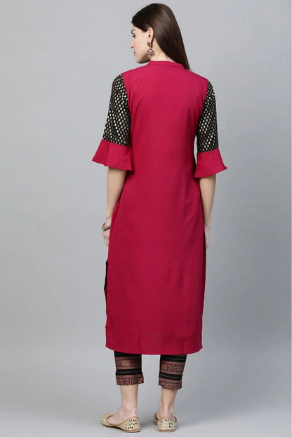 Pink Colour Plus Size Crepe Straight Kurti KR1060216 B