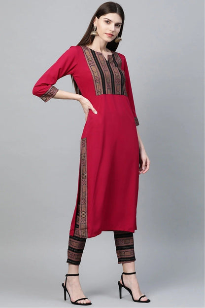 Pink Colour Plus Size Crepe Straight Kurti KR1060217 A