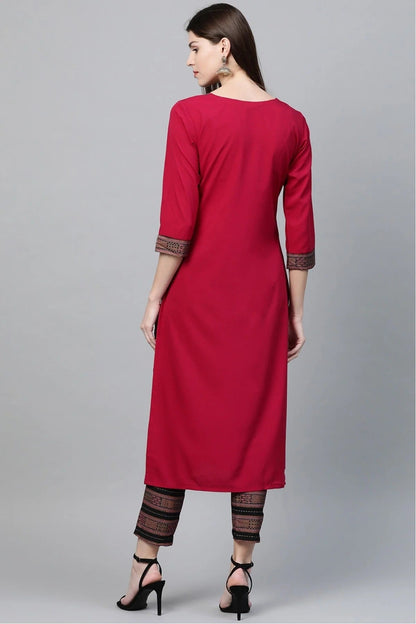 Pink Colour Plus Size Crepe Straight Kurti KR1060217 B