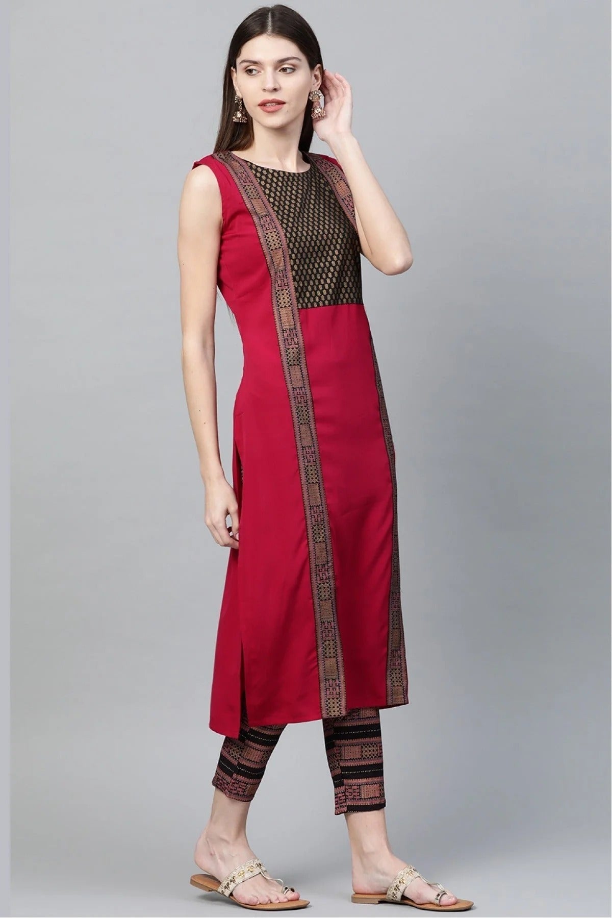 Pink Colour Plus Size Crepe Straight Kurti KR1060218 A