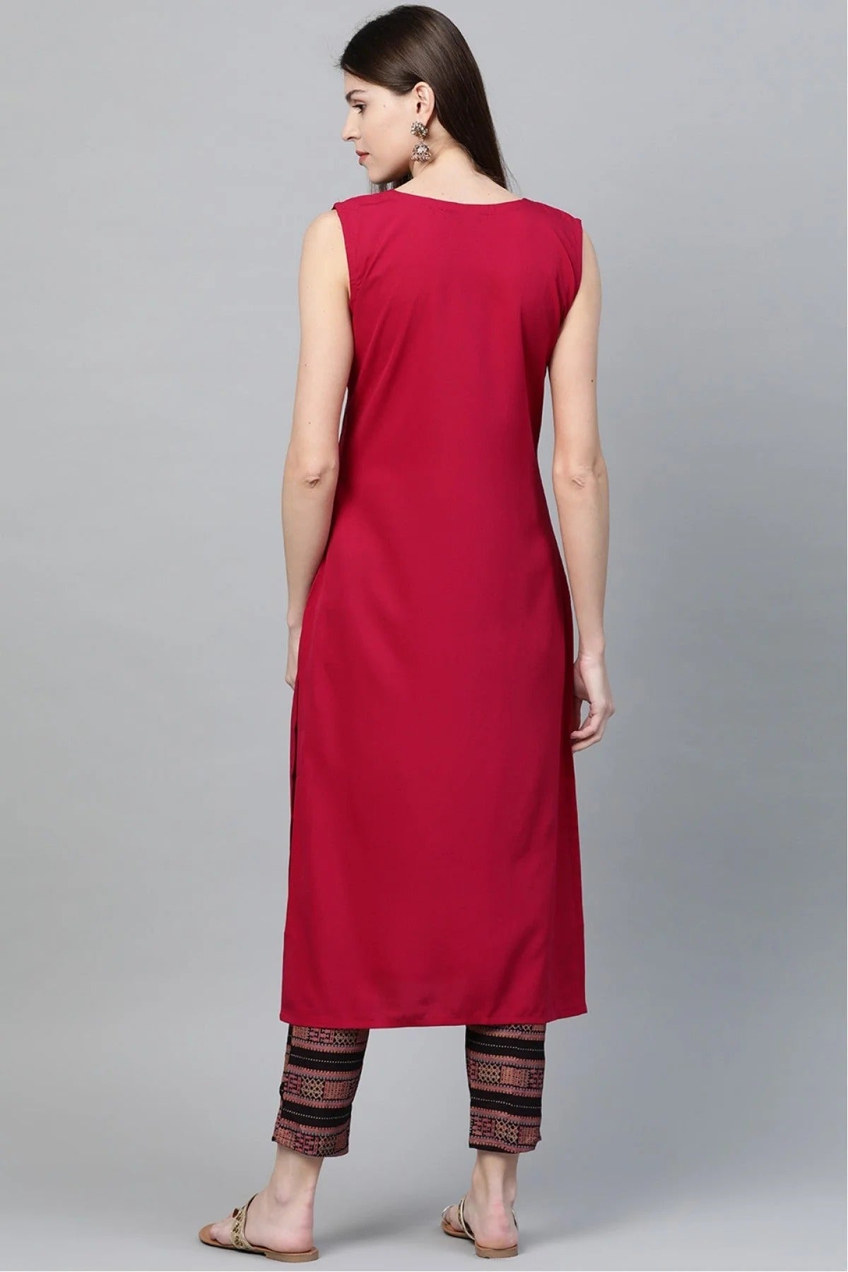 Pink Colour Plus Size Crepe Straight Kurti KR1060218 B