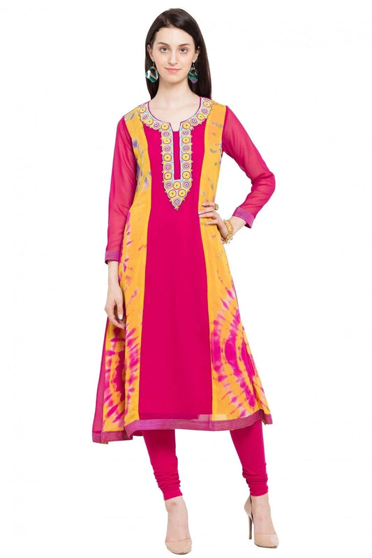Pink Colour Plus Size Faux Georgette Kurti KR1070420
