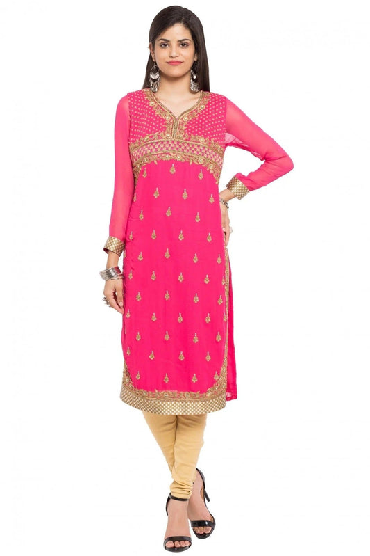Pink Colour Plus Size Faux Georgette Kurti KR1070428