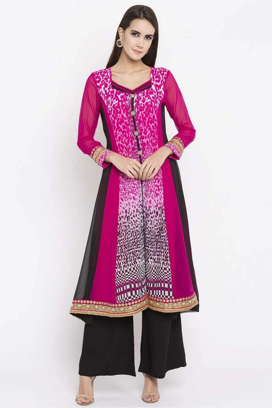 Pink Colour Plus Size Faux Georgette Kurti KR1070444