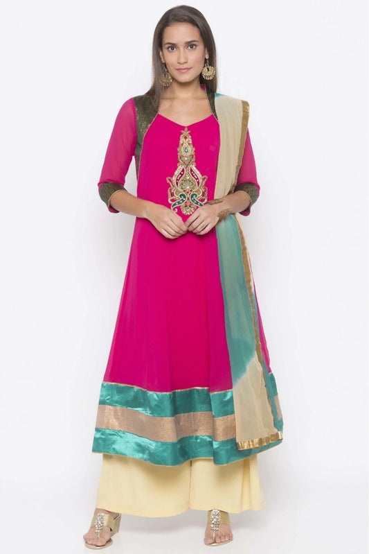 Pink Colour Plus Size Georgette Embroidery Anarkali Suit BW1070328
