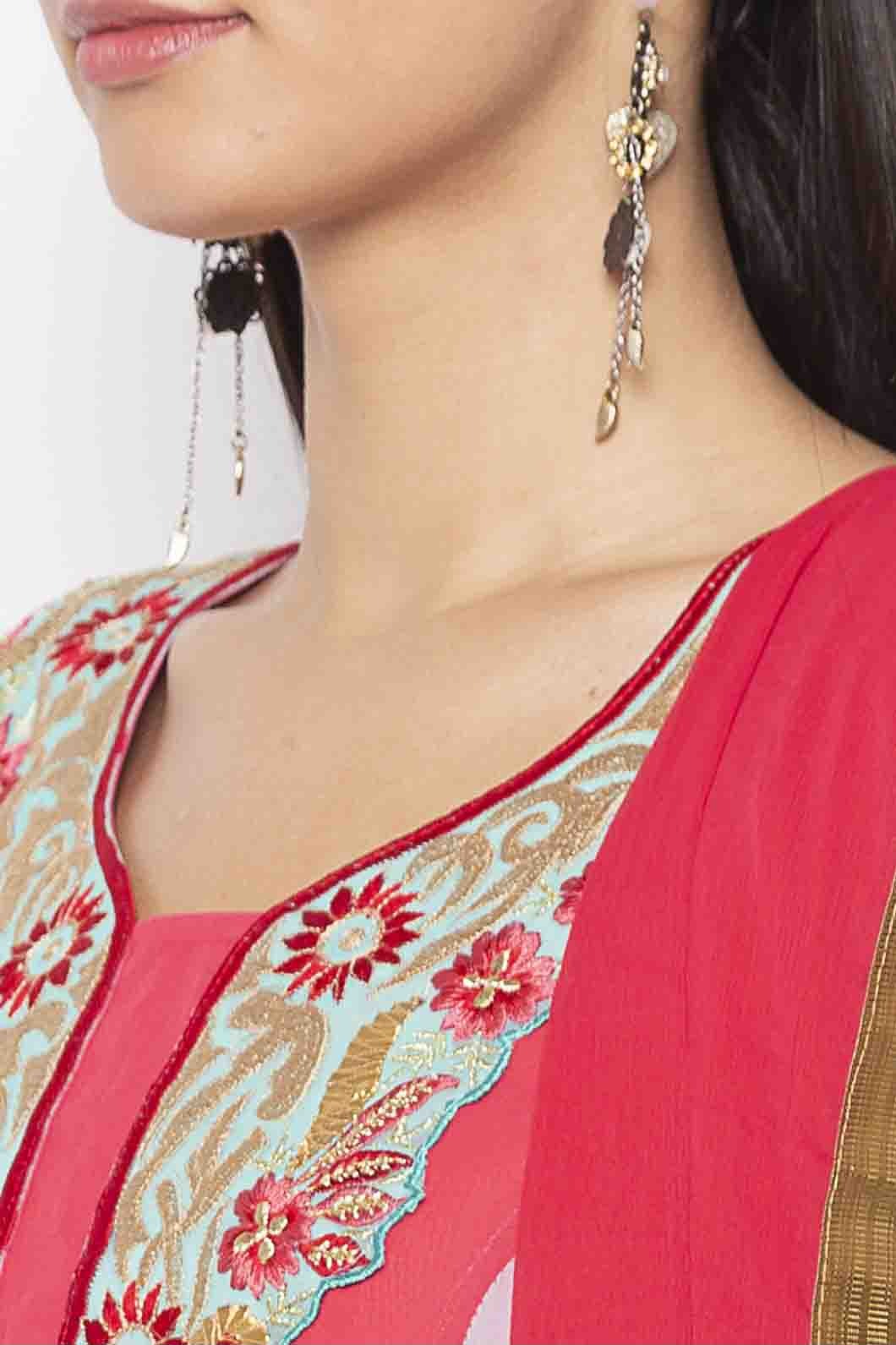 Pink Colour Plus Size Georgette Embroidery Anarkali Suit BW1070330 B