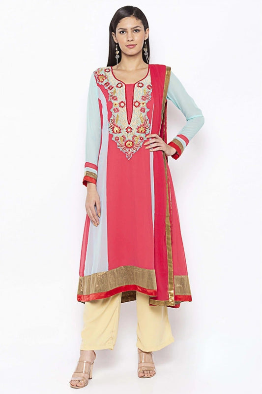 Pink Colour Plus Size Georgette Embroidery Anarkali Suit BW1070330