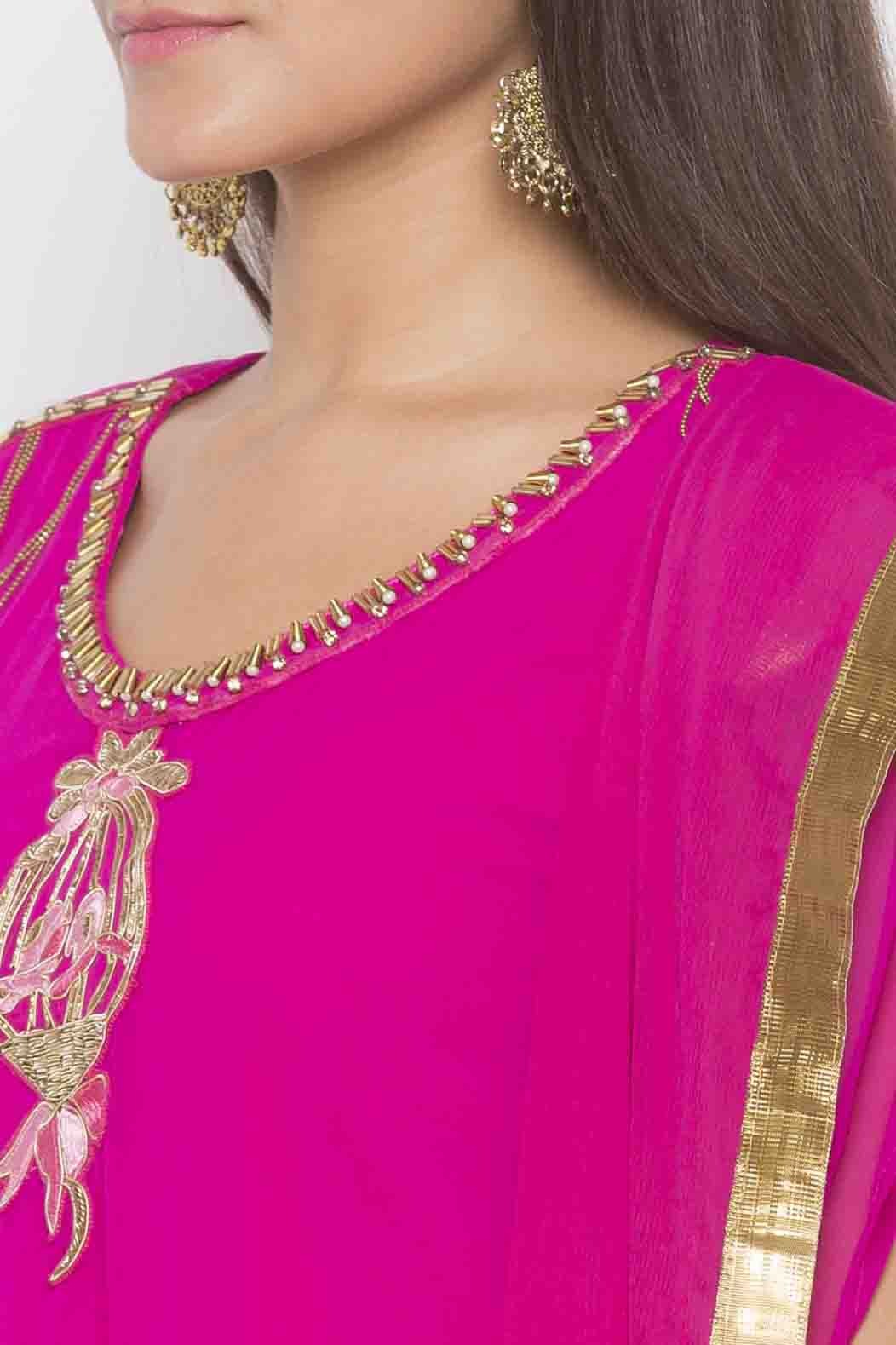 Pink Colour Plus Size Georgette Embroidery Palazzo Pant Suit BW1070336 B