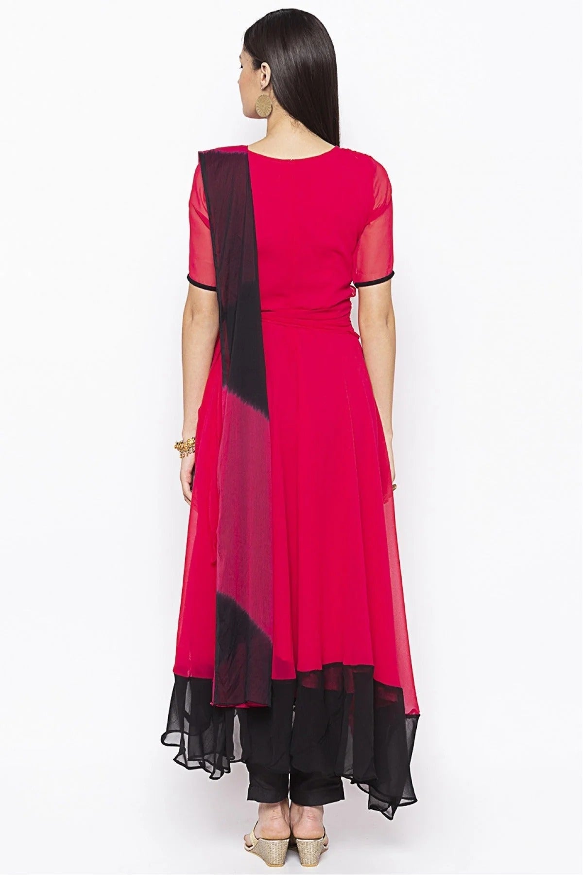 Pink Colour Plus Size Georgette Embroidery Pant Style Suit BW1070302 A