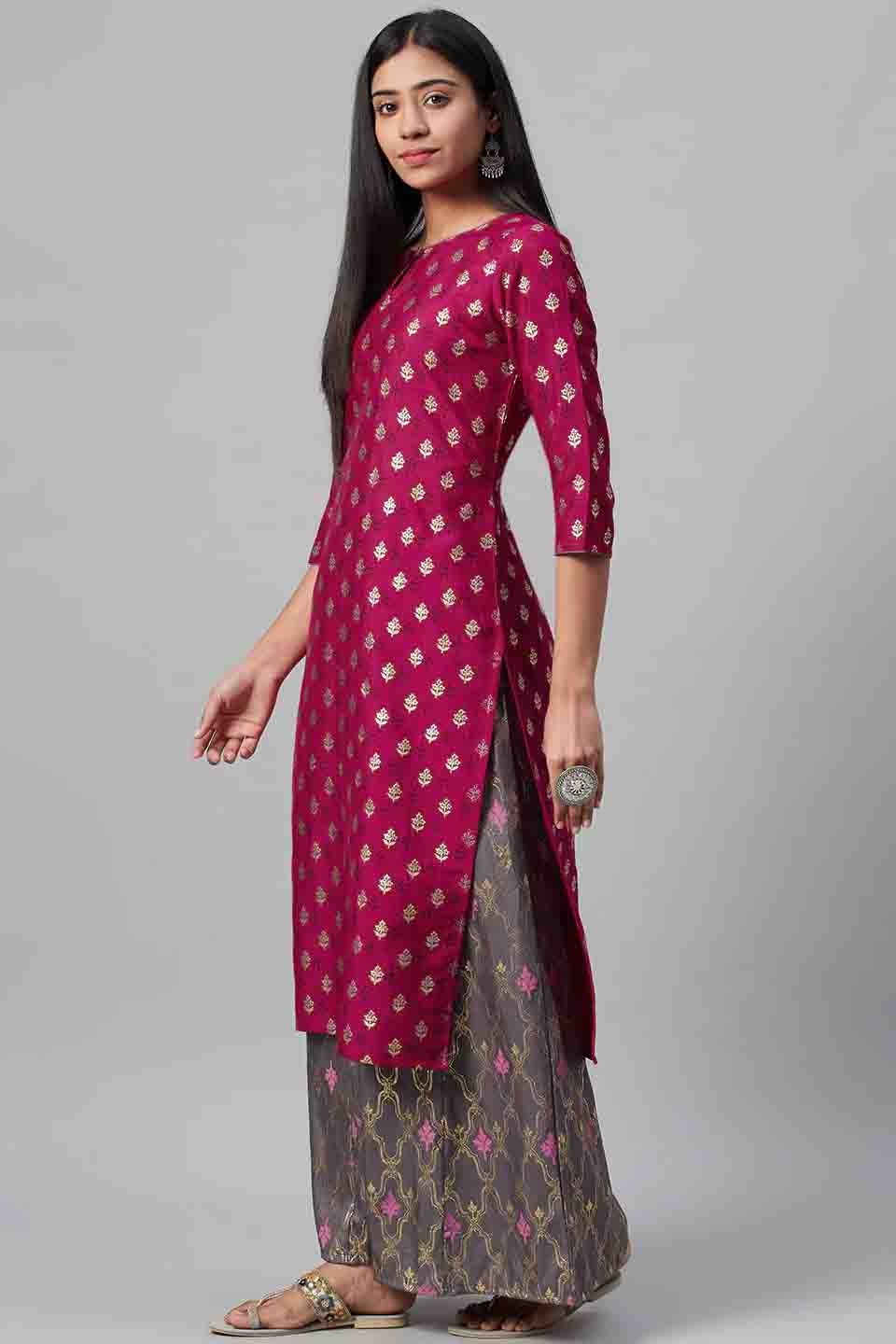 Pink Colour Plus Size Poly Silk Party Wear Kurti Set KR1060031 A