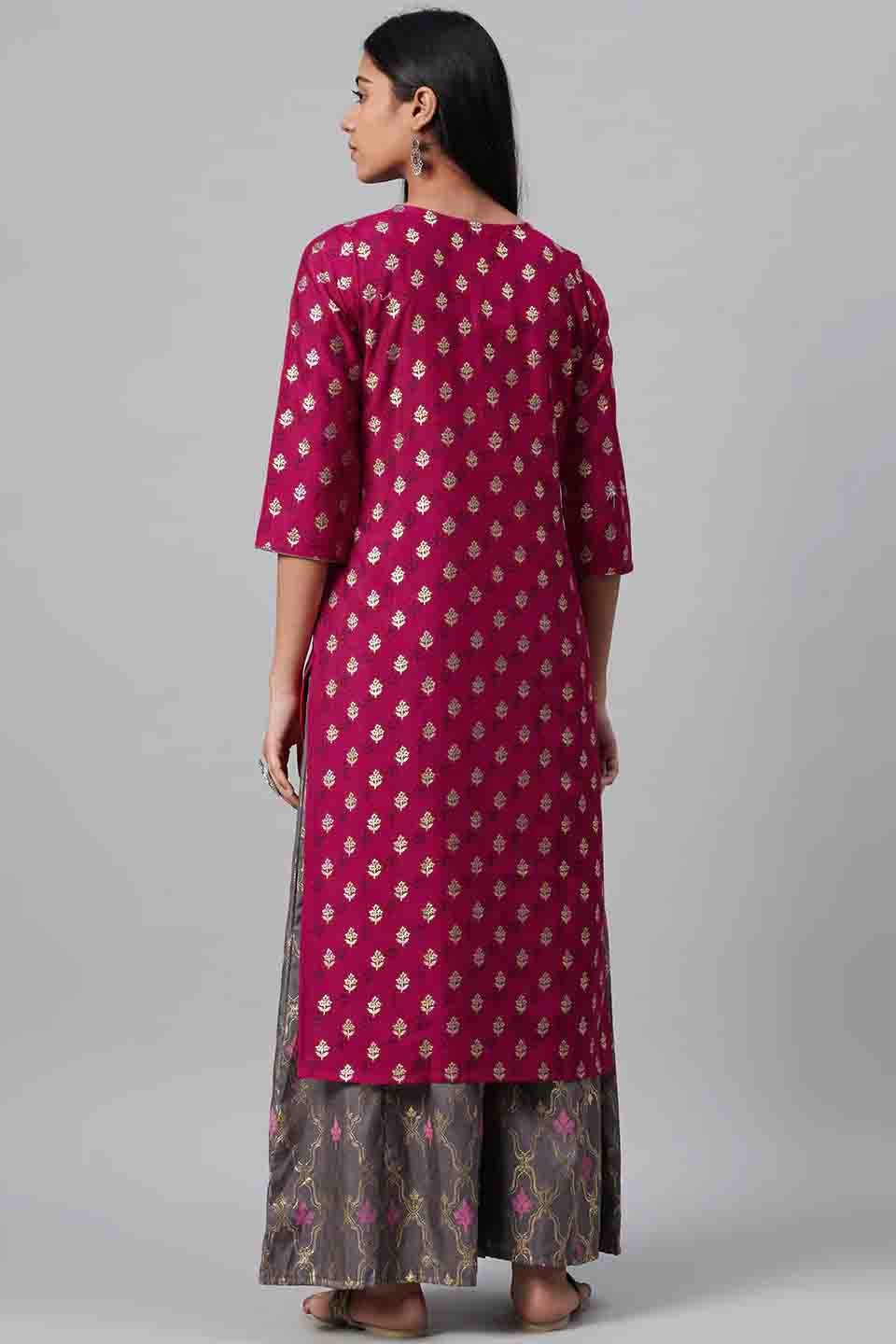 Pink Colour Plus Size Poly Silk Party Wear Kurti Set KR1060031 B