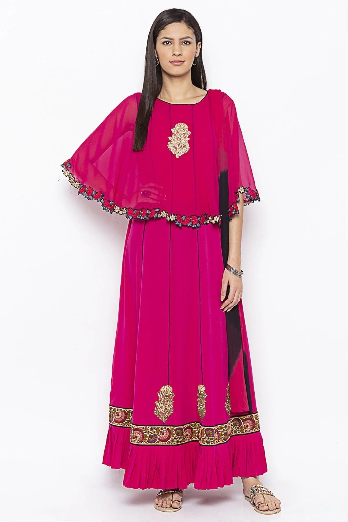 Pink Colour Plus Size Stitched American Crepe Embroidery Palazzo Pant Suit BW1070285
