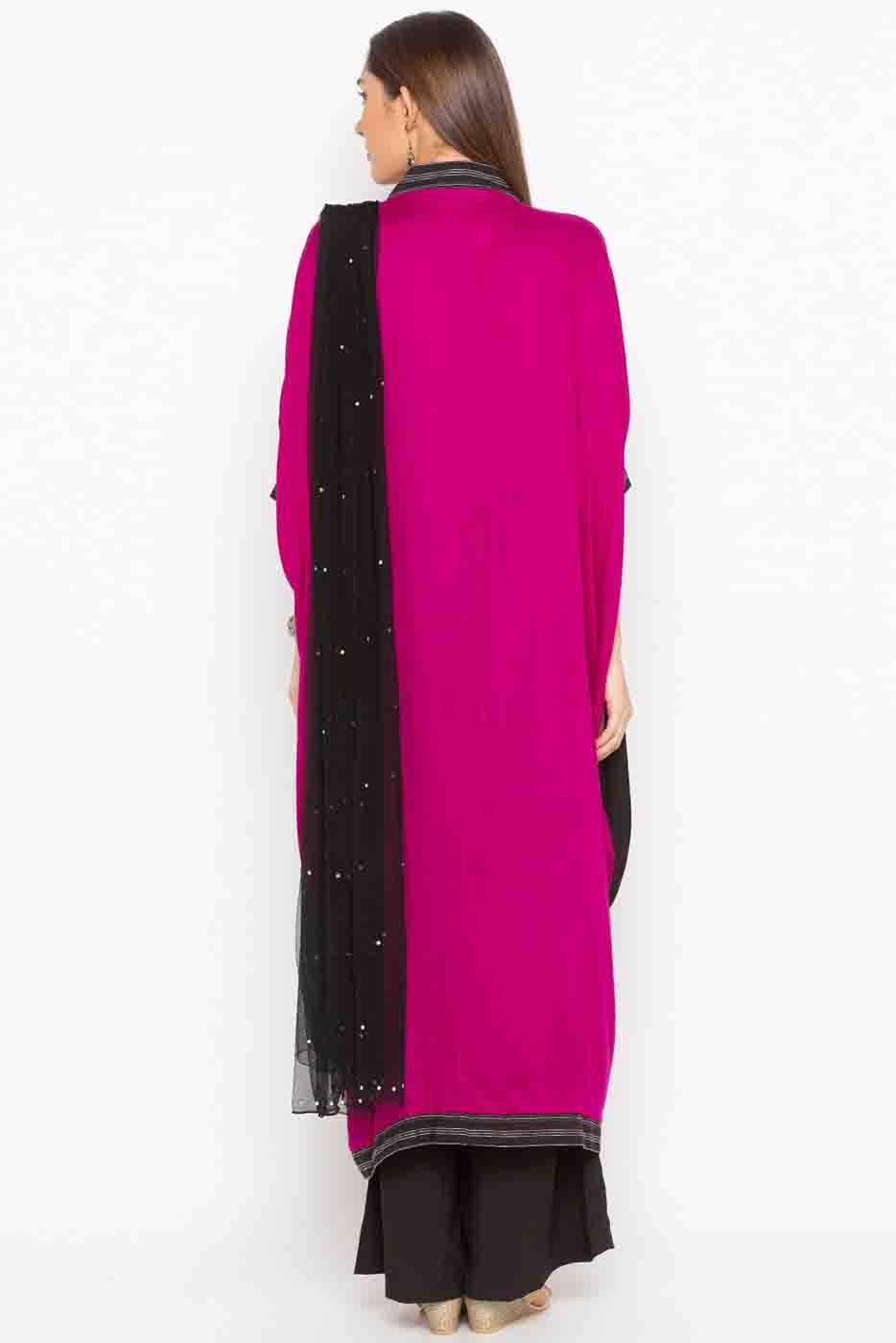 Pink Colour Plus Size Stitched Cotton Embroidery Palazzo Pant Suit BW1070222 A