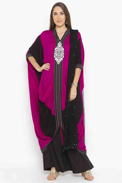 Pink Colour Plus Size Stitched Cotton Embroidery Palazzo Pant Suit BW1070222