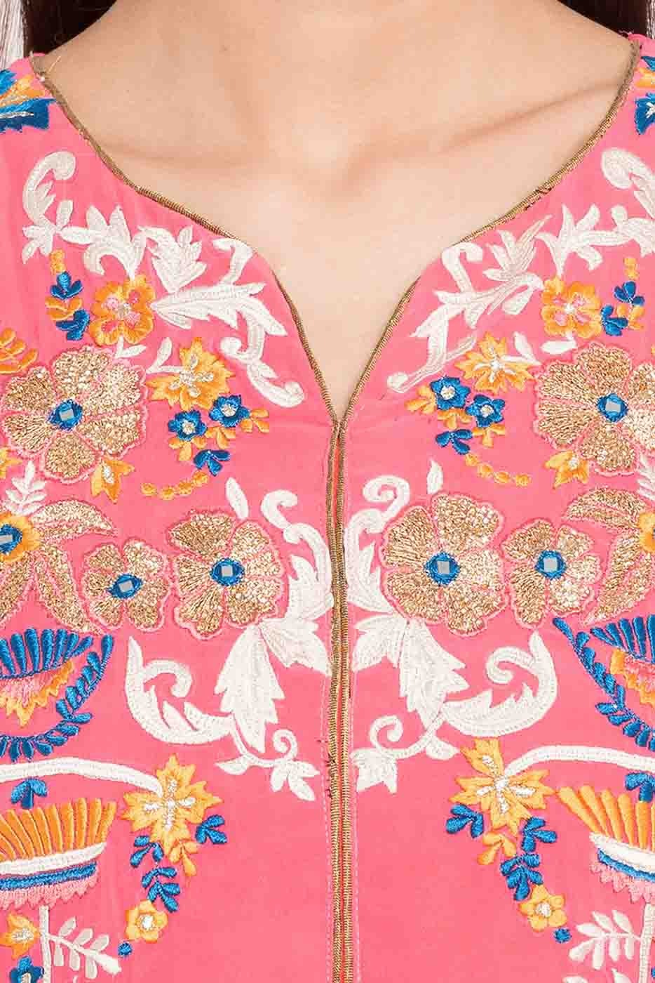 Pink Colour Plus Size Stitched Faux Georgette Embroidery Churidar Suit BW1070179 B