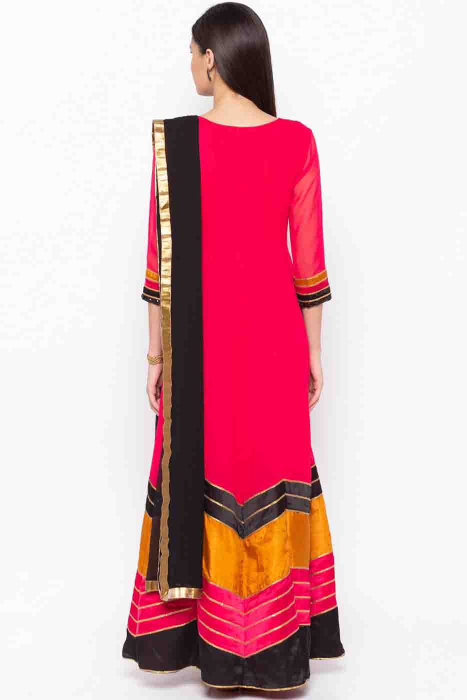 Pink Colour Plus Size Stitched Georgette Embroidery Anarkali Suit BW1070195 A