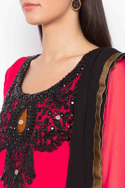 Pink Colour Plus Size Stitched Georgette Embroidery Anarkali Suit BW1070195 B