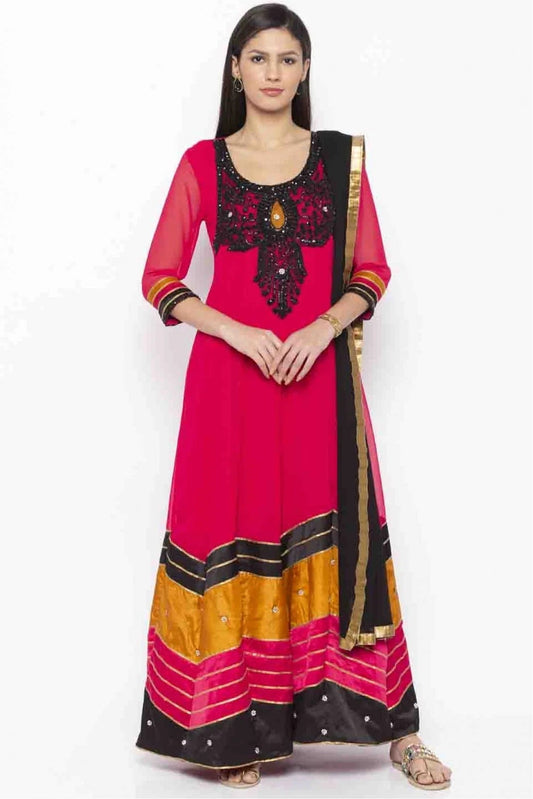 Pink Colour Plus Size Stitched Georgette Embroidery Anarkali Suit BW1070195