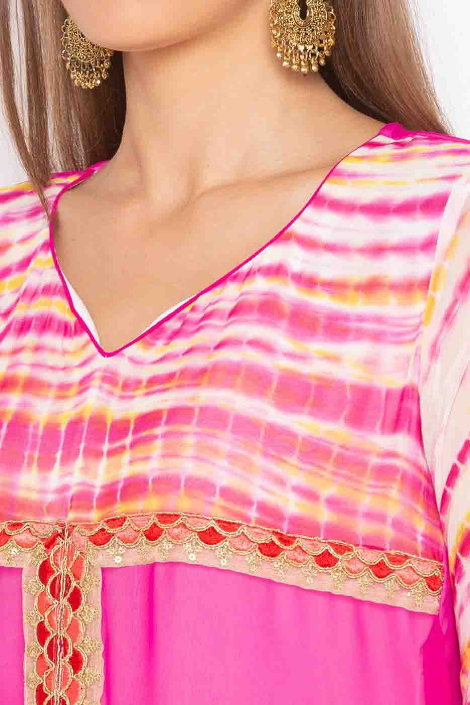 Pink Colour Plus Size Stitched Georgette Embroidery Palazzo Pant Suit BW1070239 B