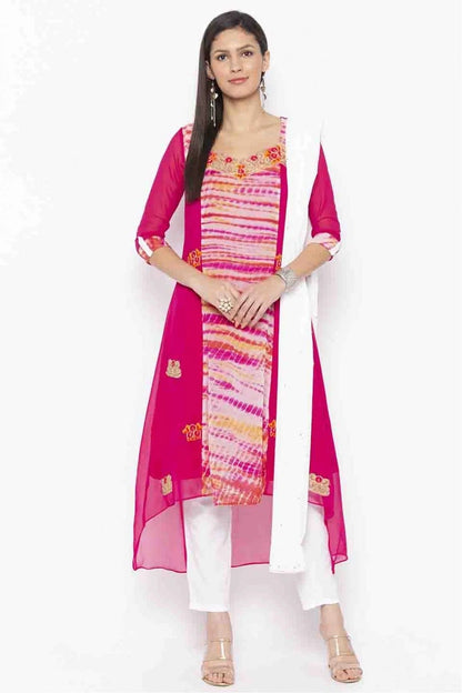 Pink Colour Plus Size Stitched Georgette Embroidery Pant Style Suit BW1070189