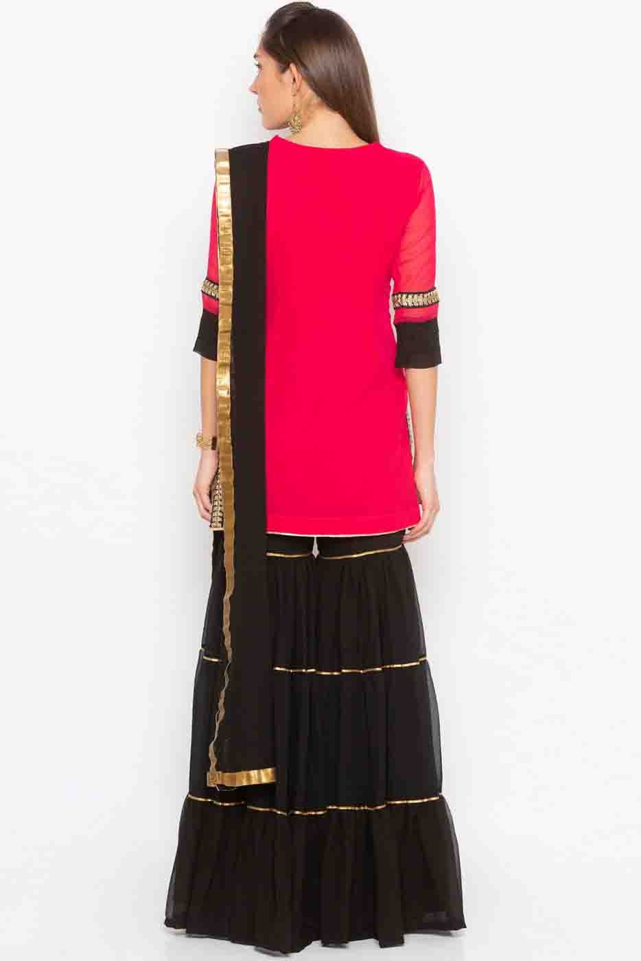 Pink Colour Plus Size Stitched Georgette Embroidery Sharara Suit BW1070210 A