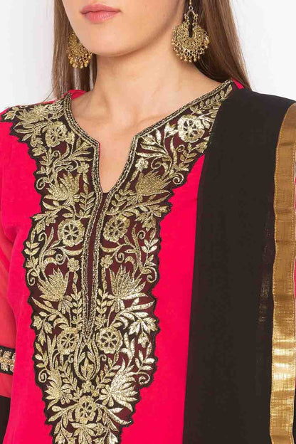 Pink Colour Plus Size Stitched Georgette Embroidery Sharara Suit BW1070210 B