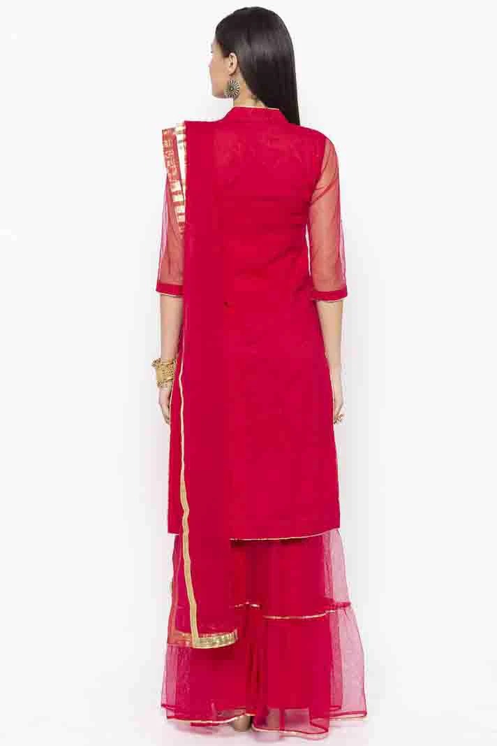 Pink Colour Plus Size Stitched Net Embroidery Sharara Suit BW1070215 A