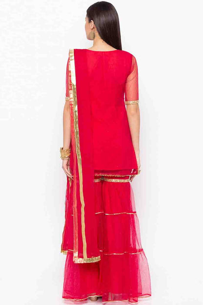 Pink Colour Plus Size Stitched Net Embroidery Sharara Suit BW1070216 A